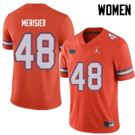 Women's Florida Gators #48 Edwitch Merisier NCAA Jordan Brand Orange Authentic Stitched College Football Jersey FKC1762TX